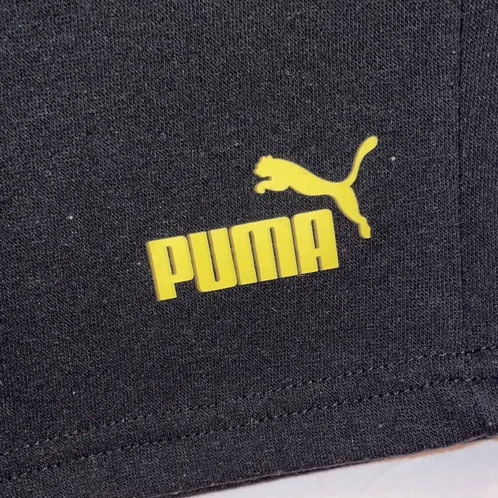 Puma Kids Shorts in Black with Gold Logo - Picture 4 of 5